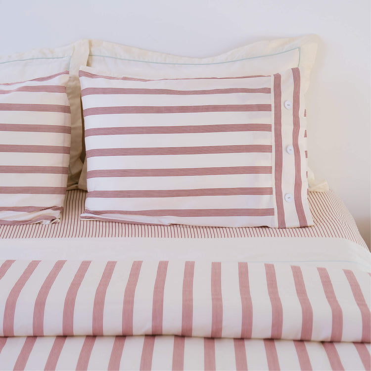 Striped Cotton Sateen Fitted Sheet Set
