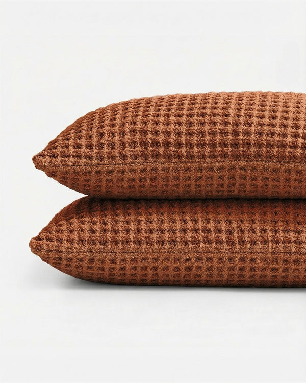 Waffle-Knit Pillowcase Sham Set
