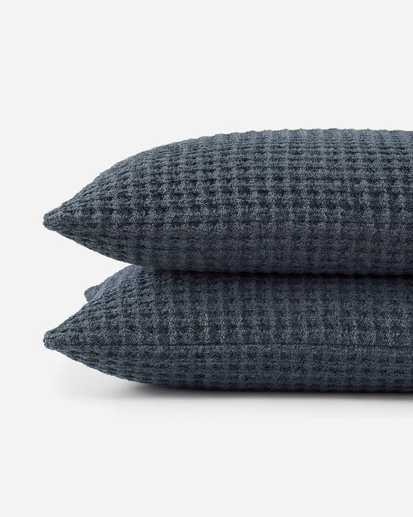 Close-up detail of Waffle-Knit Pillowcase Sham Set