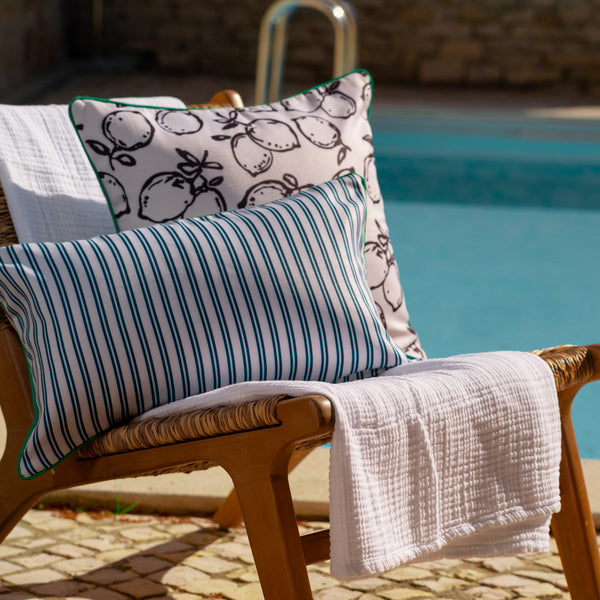 Striped Water-Resistant Outdoor Lumbar Pillow