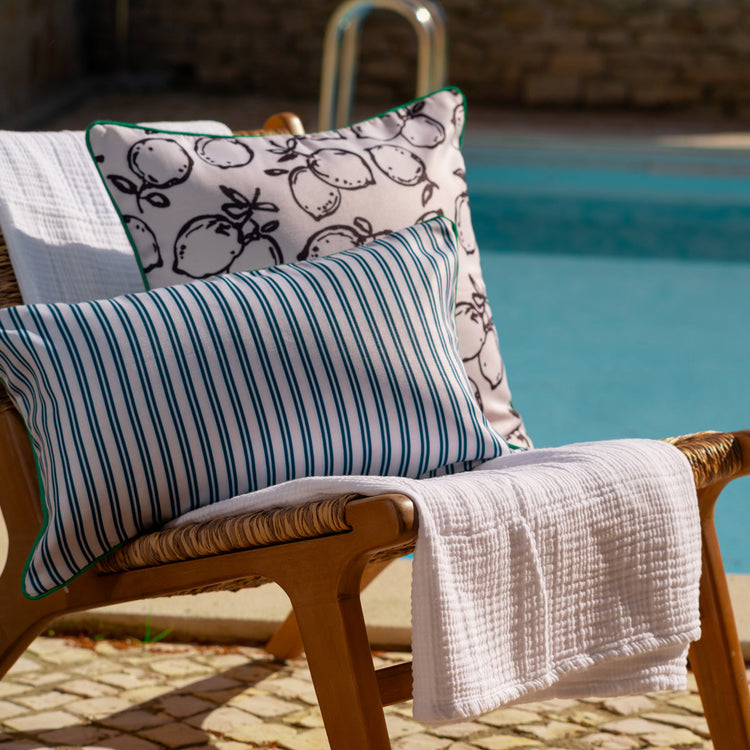 Striped Water-Resistant Outdoor Lumbar Pillow