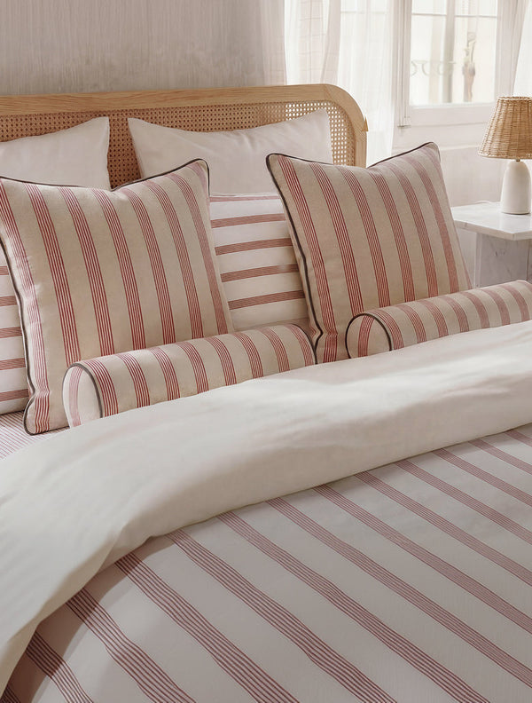 Terracotta Stripe Reversible Cotton Sateen Duvet Cover