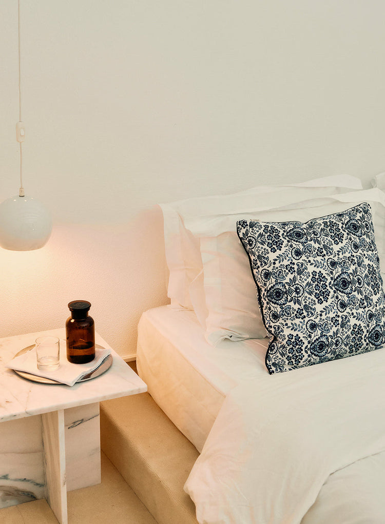 Floral Tile Cotton Throw Pillow