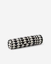 Black & Ivory Triangle Grid Cotton Bolster Pillow