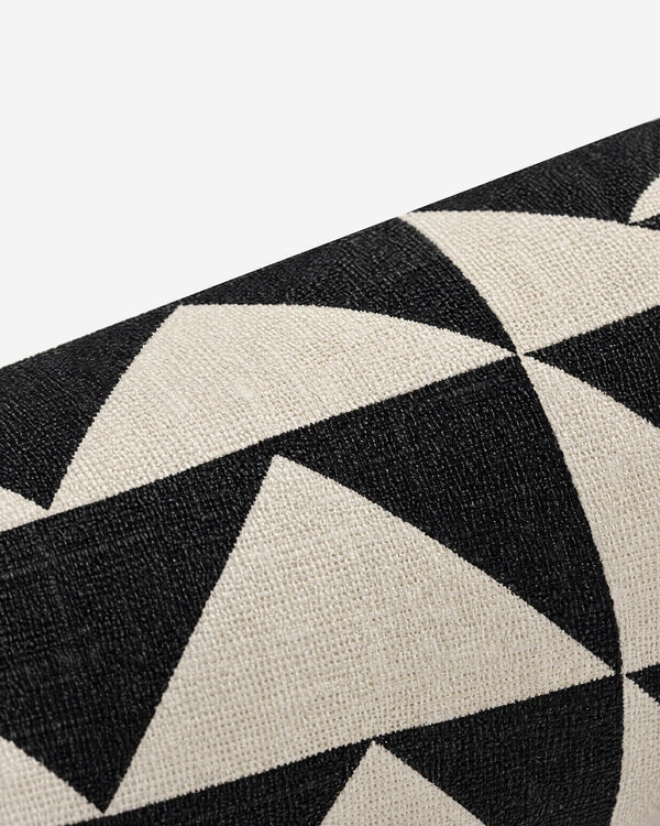 Black & Ivory Triangle Grid Cotton Bolster Pillow