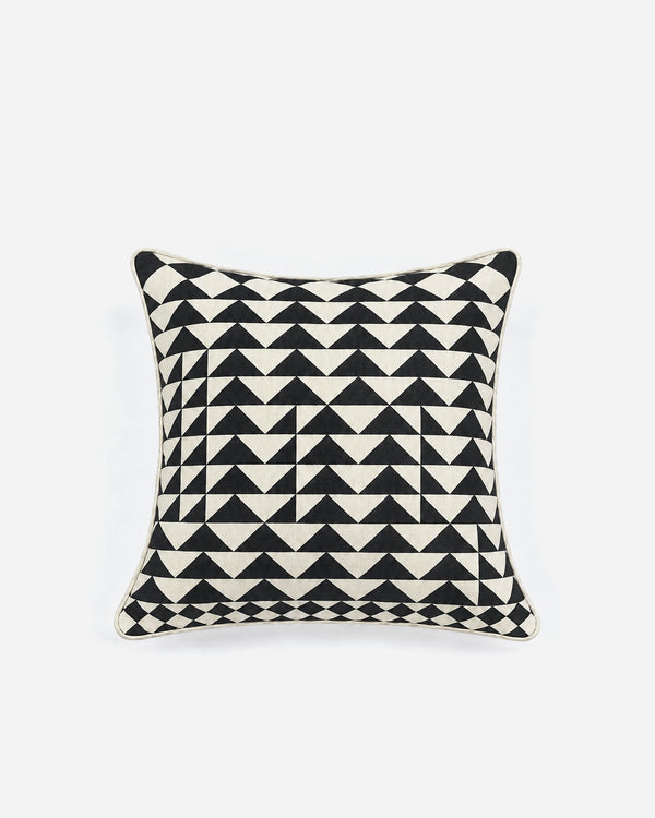 Triangle Grid Cotton Throw Pillow, 22 x 22 in