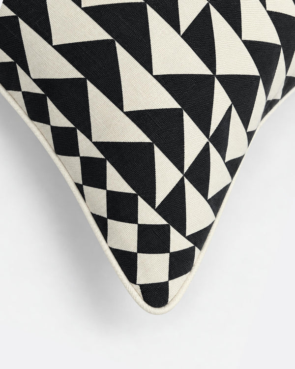 Triangle Grid Cotton Throw Pillow, 22 x 22 in