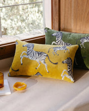 Velvet Watercolor Zebra Lumbar Pillow