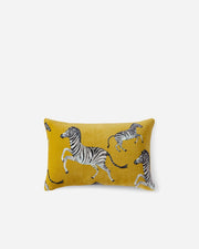 Velvet Watercolor Zebra Lumbar Pillow