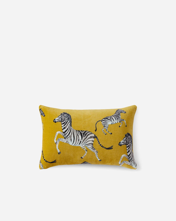 Velvet Watercolor Zebra Lumbar Pillow