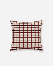 Burgundy & Ivory Grid Cotton Throw Pillow, 22 x 22 in