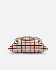Burgundy & Ivory Grid Cotton Throw Pillow, 22 x 22 in