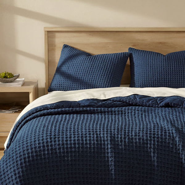 Waffle-Texture Comforter and Sham Bundle