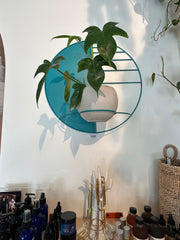 Circle Geo Metal Wall Planter — back and side profile detail