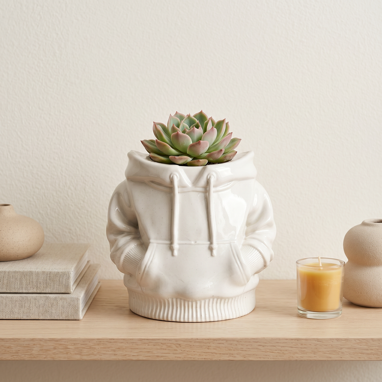 Gypsum White Hoodie Planter