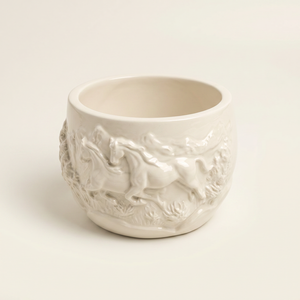 Front view of Bas-Relief Horse Gypsum Planter