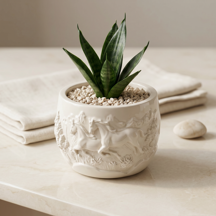 Bas-Relief Horse Gypsum Planter
