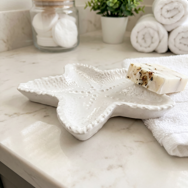 Front view of Cast Gypsum Starfish Catchall Tray