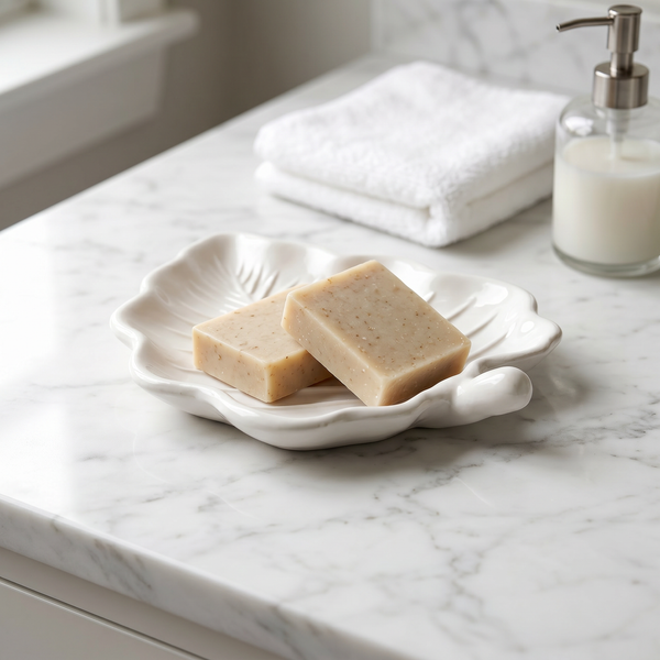 Side view of Cast Gypsum Leaf Catchall Tray