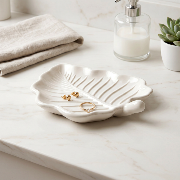 Top view of Cast Gypsum Leaf Catchall Tray