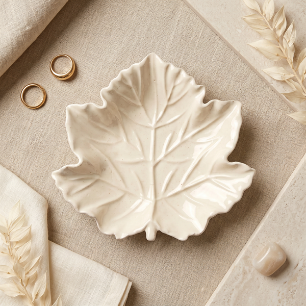 Cast Gypsum Maple Leaf Tray