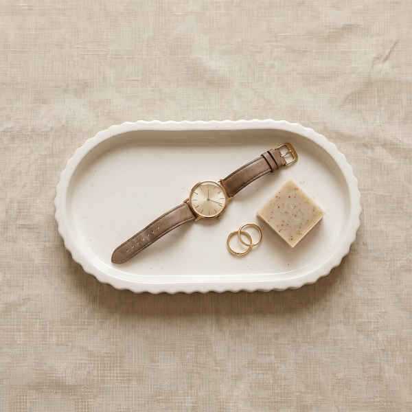 Scalloped Gypsum Oblong Catchall Tray