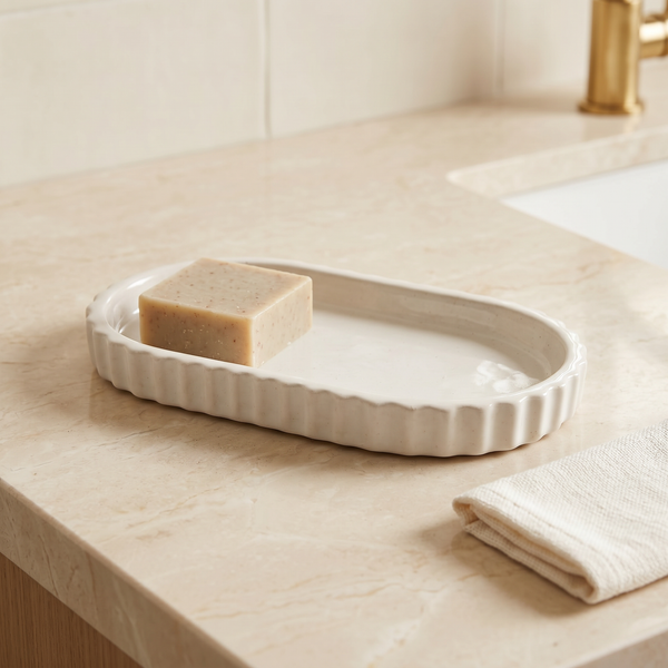 Scalloped Gypsum Oblong Catchall Tray