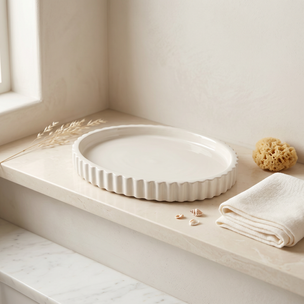 Scalloped Gypsum Oval Catchall Tray