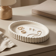 Scalloped Gypsum Oval Catchall Tray