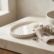 Scalloped Gypsum Oval Catchall Tray