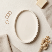 Scalloped Gypsum Oval Catchall Tray