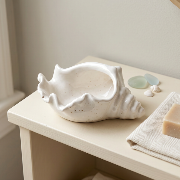 Cast Gypsum Conch Shell Catchall Bowl