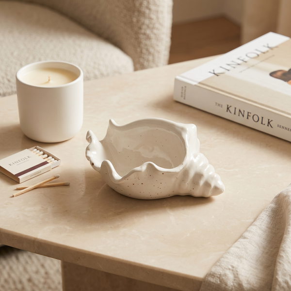 Cast Gypsum Conch Shell Catchall Bowl