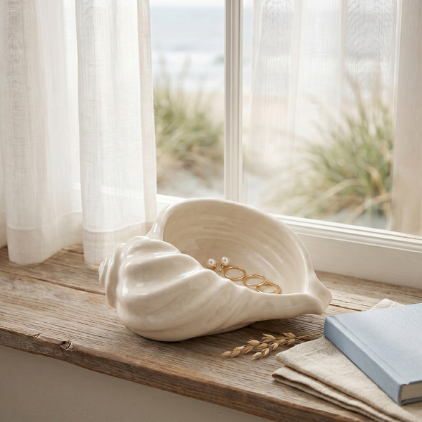 Gypsum White Shell-Form Catchall Bowl
