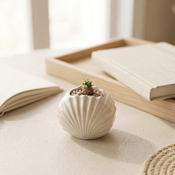 Gypsum Clam Shell Mini Planter