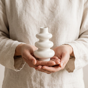 Stacked Bubble Gypsum White Vase
