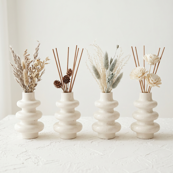 Stacked Bubble Gypsum White Vase