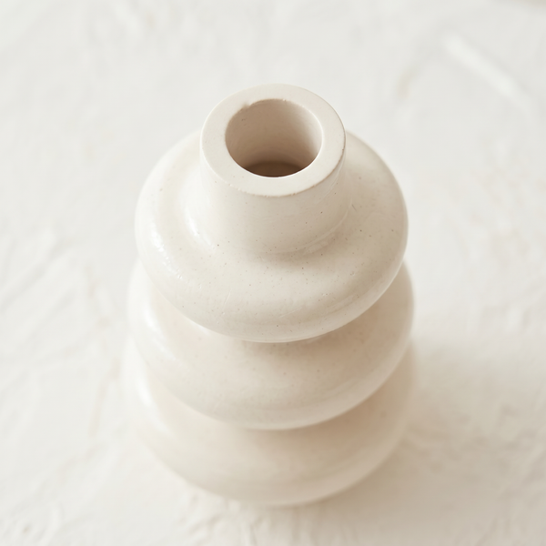 Close-up detail of Stacked Bubble Gypsum White Vase | Hand-Cast Decor