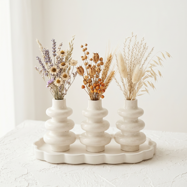 Stacked Bubble Gypsum White Vase