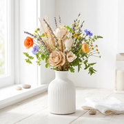Ribbed Gypsum Bottle Vase