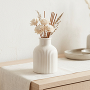 Ribbed Gypsum Bottle Vase