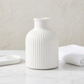 Ribbed Gypsum Bottle Vase
