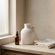 Ribbed Gypsum Bottle Vase