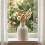 Ribbed Gypsum Bottle Vase