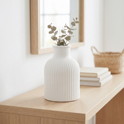 Ribbed Gypsum Bottle Vase