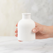 Ribbed Gypsum Bottle Vase