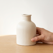 Ribbed Gypsum Bottle Vase