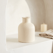 Ribbed Gypsum Bottle Vase