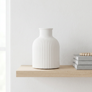 Ribbed Gypsum Bottle Vase