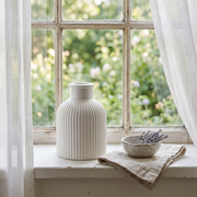Ribbed Gypsum Bottle Vase